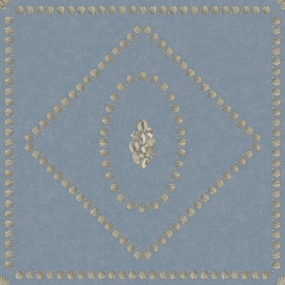 Cole & Son Conchiglie Wallpaper in Gilver on Denim